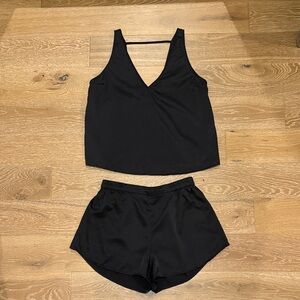 Lunya Black Washable Silk Sleepwear Set | Size Small